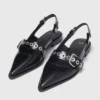Platta slingbacks med läderrem Platta slingbacks med läderrem