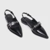 Platta slingbacks med läderrem Platta slingbacks med läderrem