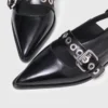 Platta slingbacks med läderrem Platta slingbacks med läderrem