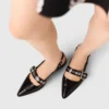 Platta slingbacks med läderrem Platta slingbacks med läderrem