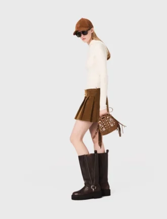 Plisserad minikjol i corduroy