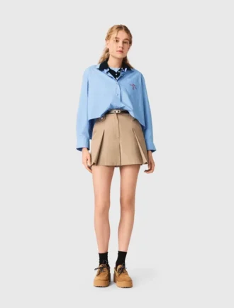 Plisserade bomullsshorts