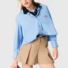 Plisserade bomullsshorts