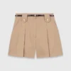 Plisserade bomullsshorts
