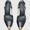Pumps i slätt läder med hälrem Pumps i slätt läder med hälrem