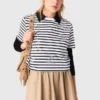 Randiga T-shirt med strassblomma Randiga T-shirt med strassblomma