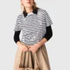 Randiga T-shirt med strassblomma Randiga T-shirt med strassblomma