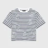 Randiga T-shirt med strassblomma Randiga T-shirt med strassblomma