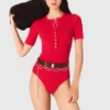 Ribbstickad kortärmad body Ribbstickad kortärmad body