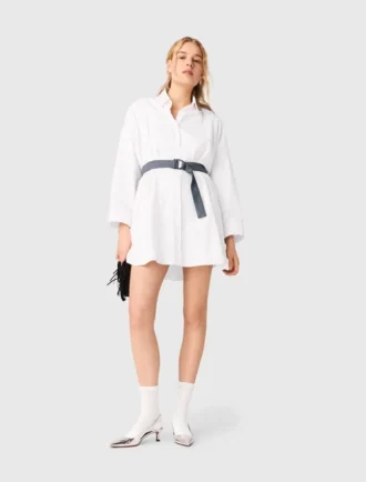 Skjortklänning med kontrastbälte
