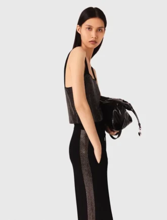 Strappig stickad topp med strass