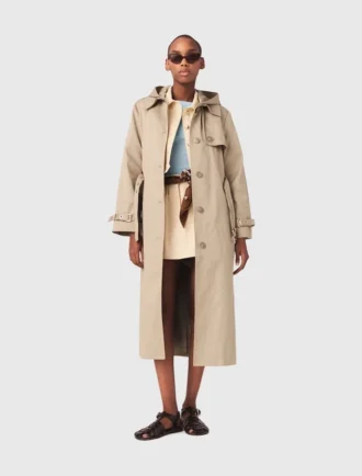 Trenchcoat med avtagbar huva