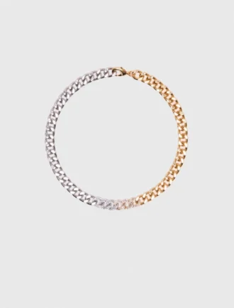 Tvåfärgat halsband med strasslänkar Tvåfärgat halsband med strasslänkar