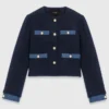 Tweedkavaj med denimkant