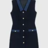 Tweedklänning med denimdetaljer Tweedklänning med denimdetaljer