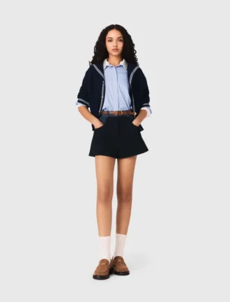 Tweedshorts med detaljer i denim