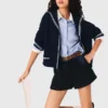 Tweedshorts med detaljer i denim Tweedshorts med detaljer i denim