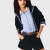 Tweedshorts med detaljer i denim Tweedshorts med detaljer i denim