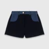 Tweedshorts med detaljer i denim Tweedshorts med detaljer i denim