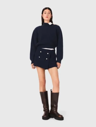 Tweedshorts med kontrasterande midjeband