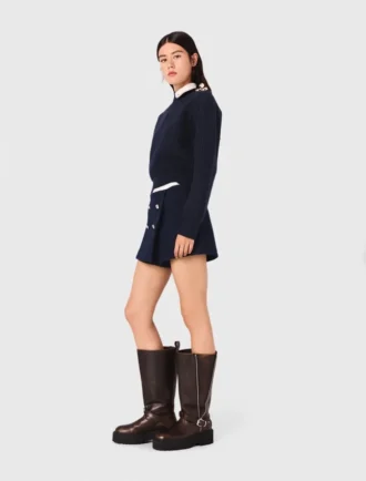 Tweedshorts med kontrasterande midjeband