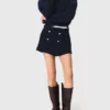 Tweedshorts med kontrasterande midjeband Tweedshorts med kontrasterande midjeband